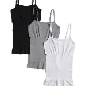 SKINNYGIRL XL 3pk Seamless Shaping Camisoles Camis Black Gray White